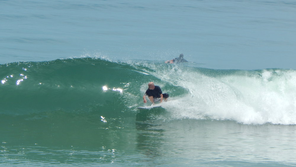 The author preparing to carve a frothy gash.
